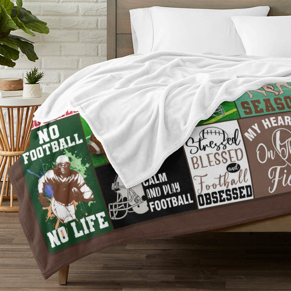Football Pattern Blanket Fleece Throw Blanket Super Soft Warm Gifts for Baby Girls Boys Kids Mom Grandma Room Decor