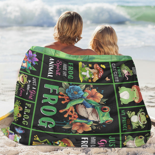 Frog Pattern Blanket Fleece Throw Blanket Super Soft Warm Gifts for Baby Girls Boys Kids Mom Grandma Room Decor
