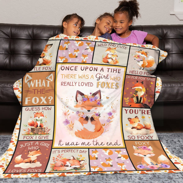 Fox Pattern Blanket Fleece Throw Blanket Super Soft Warm Gifts for Baby Girls Boys Kids Mom Grandma Room Decor