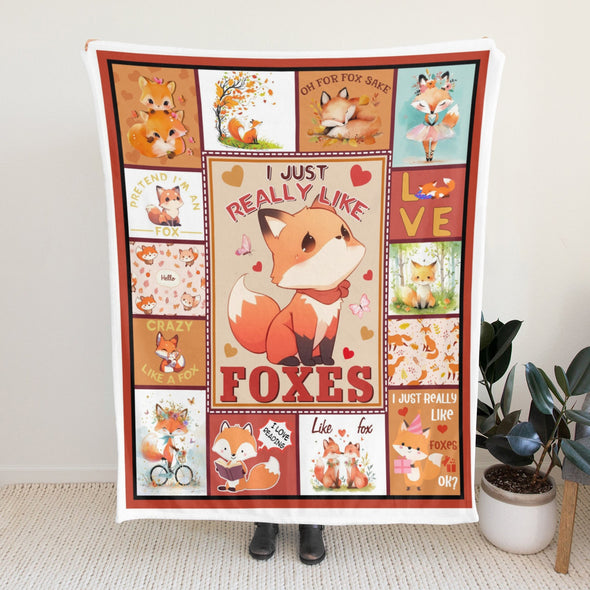 Fox Pattern Blanket Fleece Throw Blanket Super Soft Warm Gifts for Baby Girls Boys Kids Mom Grandma Room Decor