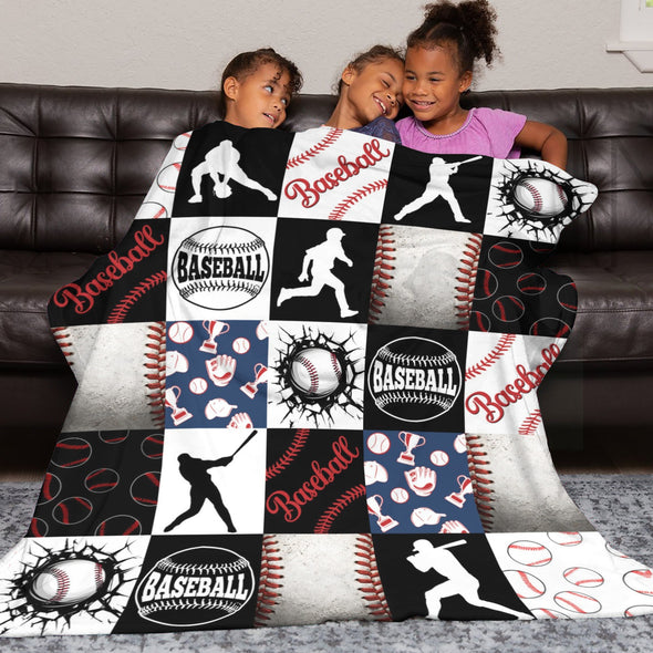 Baseball Pattern Blanket Fleece Throw Blanket Super Soft Warm Gifts for Baby Girls Boys Kids Mom Grandma Room Decor