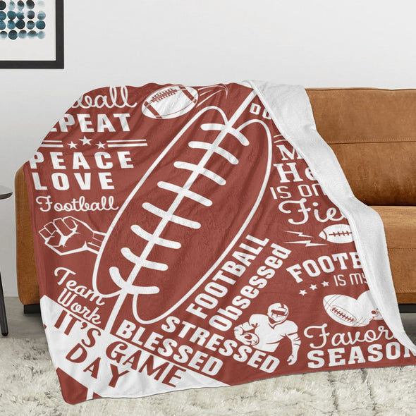 Football Pattern Blanket Fleece Throw Blanket Super Soft Warm Gifts for Baby Girls Boys Kids Mom Grandma Room Decor