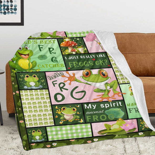 Frog Pattern Blanket Fleece Throw Blanket Super Soft Warm Gifts for Baby Girls Boys Kids Mom Grandma Room Decor