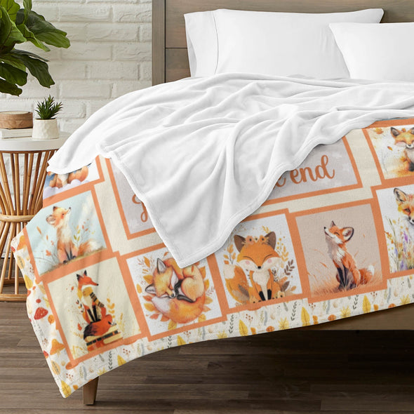 Fox Pattern Blanket Fleece Throw Blanket Super Soft Warm Gifts for Baby Girls Boys Kids Mom Grandma Room Decor
