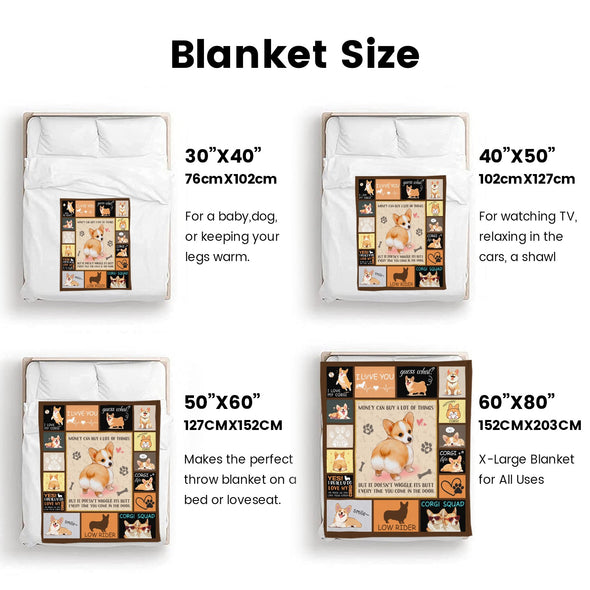 Corgi Blanket Fleece Throw Blanket Super Soft Warm Gifts for Baby Girls Boys Kids Mom Grandma Room Decor
