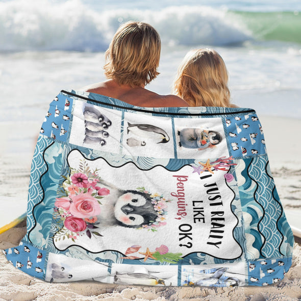 Penguin Blanket Fleece Throw Blanket Super Soft Warm Gifts for Baby Girls Boys Kids Mom Grandma Room Decor