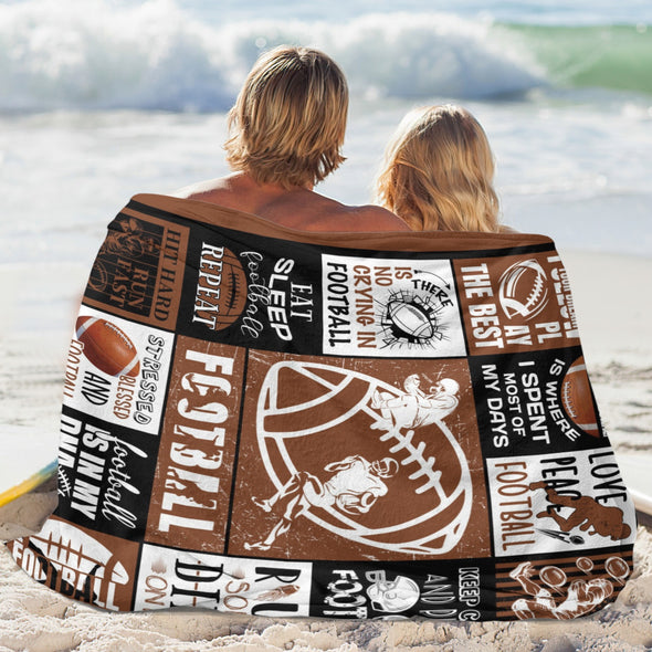 Football Pattern Blanket Fleece Throw Blanket Super Soft Warm Gifts for Baby Girls Boys Kids Mom Grandma Room Decor