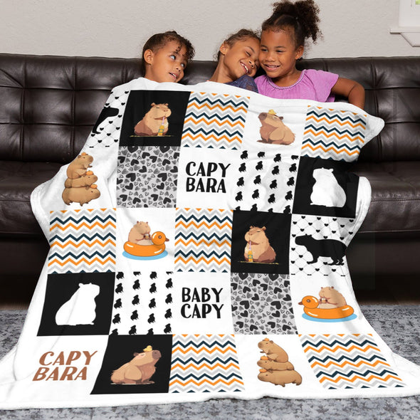 Capybara Pattern Blanket Fleece Throw Blanket Super Soft Warm Gifts for Baby Girls Boys Kids Mom Grandma Room Decor