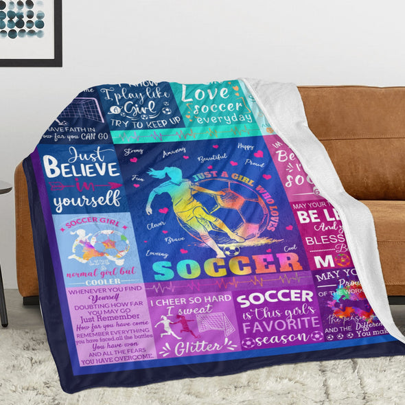 Soccer Blanket, Soccer Sports Themed Throw, Soft Nap Throw Blanket for Home Boys Girls Women Men Soccer Lovers Gifts