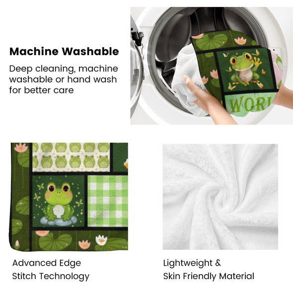 Frog Pattern Blanket Fleece Throw Blanket Super Soft Warm Gifts for Baby Girls Boys Kids Mom Grandma Room Decor