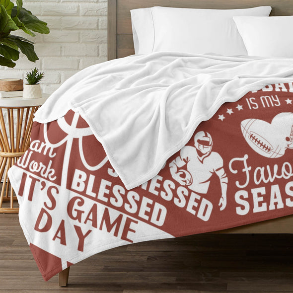 Football Pattern Blanket Fleece Throw Blanket Super Soft Warm Gifts for Baby Girls Boys Kids Mom Grandma Room Decor
