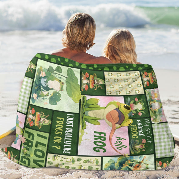 Frog Pattern Blanket Fleece Throw Blanket Super Soft Warm Gifts for Baby Girls Boys Kids Mom Grandma Room Decor