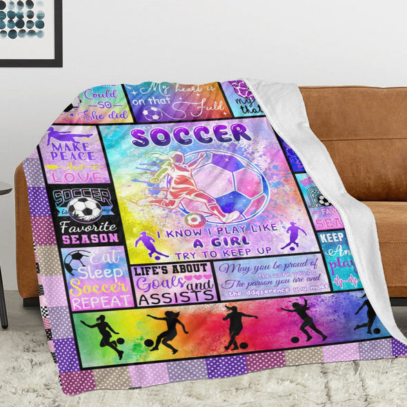 Soccer Blanket, Soccer Sports Themed Throw, Soft Nap Throw Blanket for Home Boys Girls Women Men Soccer Lovers Gifts