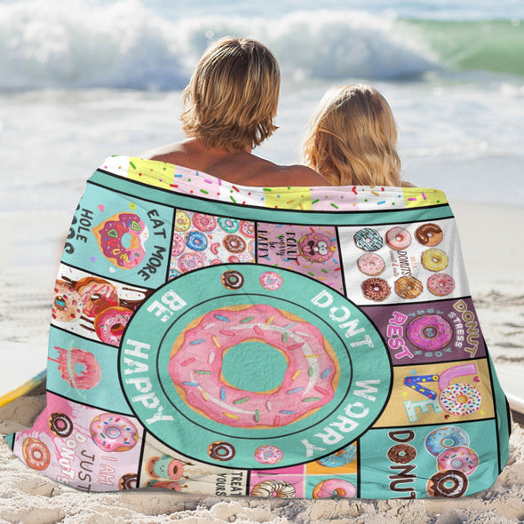 Donut Pattern Blanket Fleece Throw Blanket Super Soft Warm Gifts for Baby Girls Boys Kids Mom Grandma Room Decor