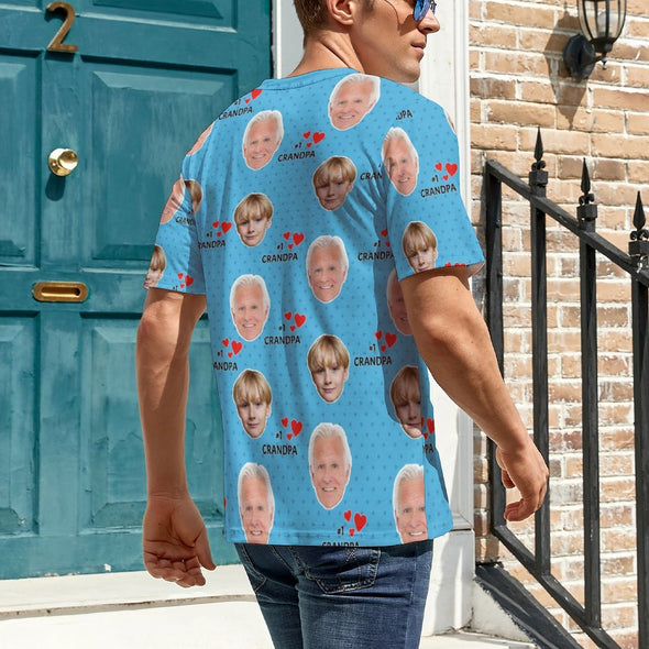 Custom Prints Shirts Your Own Photo, Personalized Face Short Sleeve for Men Valentine's Father's Day Gifts