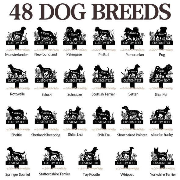 Custom Metal Pet Grave Markers Personalized Dog Breed Memorial Stake Tombstone for Garden Yard Graveside Pet Loss Gifts