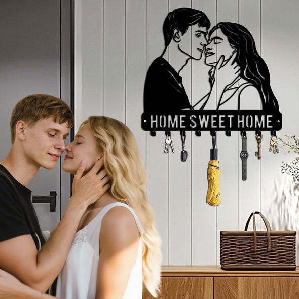 Personalized Metal Key Holder Custom Family Name Rack Hooks for Wall Mount Home Living Room Kitchen Decor Housewarming Wedding Gift