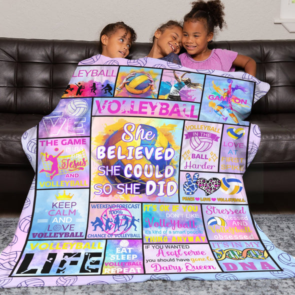 Volleyball Pattern Blanket Fleece Throw Blanket Super Soft Warm Gifts for Baby Girls Boys Kids Mom Grandma Room Decor