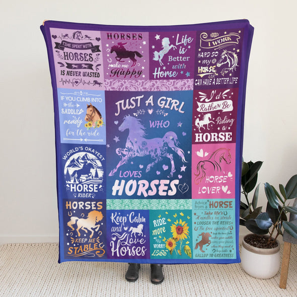 Horse Blanket Gift for Women Girl Who Loves Horses for Sofa Couch Bed Room Birthday Decor Bed Travel