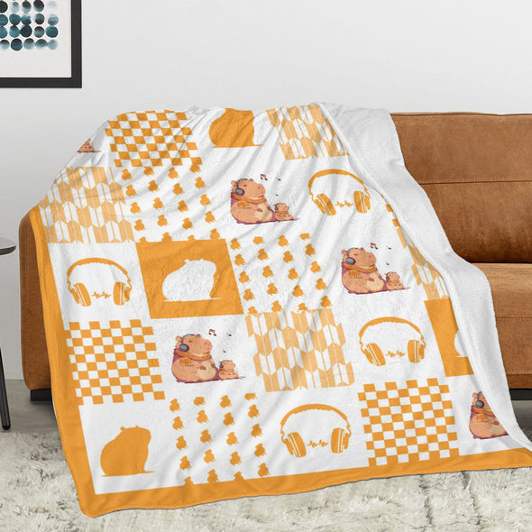 Capybara Pattern Blanket Fleece Throw Blanket Super Soft Warm Gifts for Baby Girls Boys Kids Mom Grandma Room Decor