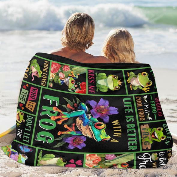 Frog Pattern Blanket Fleece Throw Blanket Super Soft Warm Gifts for Baby Girls Boys Kids Mom Grandma Room Decor