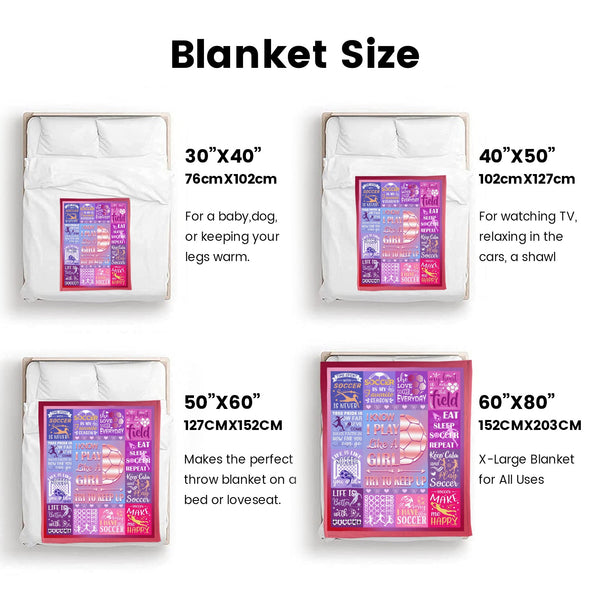 Soccer Blanket, Soccer Sports Themed Throw, Soft Nap Throw Blanket for Home Boys Girls Women Men Soccer Lovers Gifts