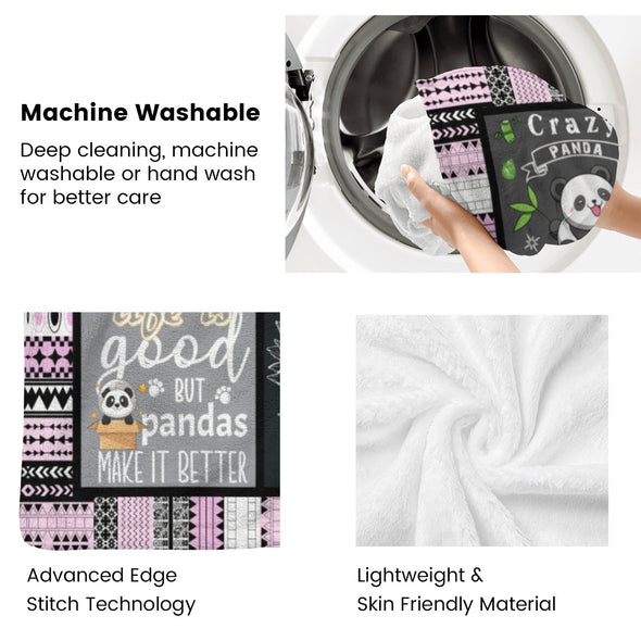 Panda Pattern Blanket Fleece Throw Blanket Super Soft Warm Gifts for Baby Girls Boys Kids Mom Grandma Room Decor