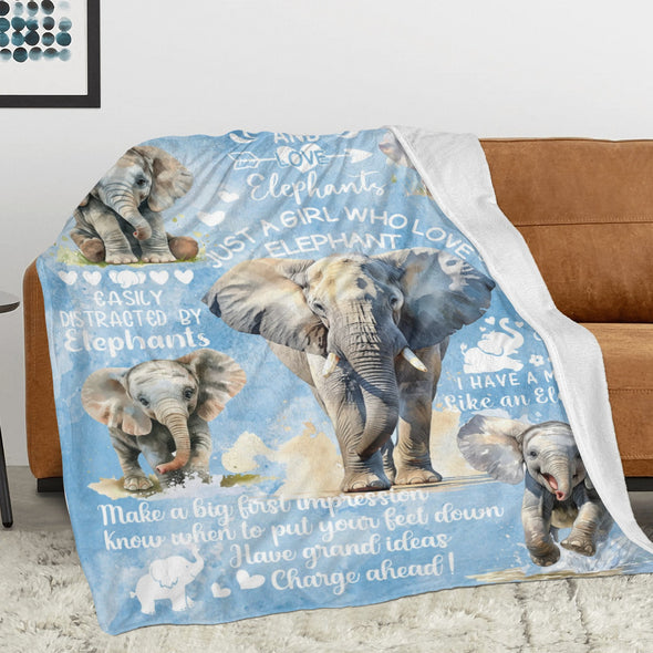 Elephant Blanket Fleece Throw Blanket Super Soft Warm Gifts for Girls Boys Kids Room Decor