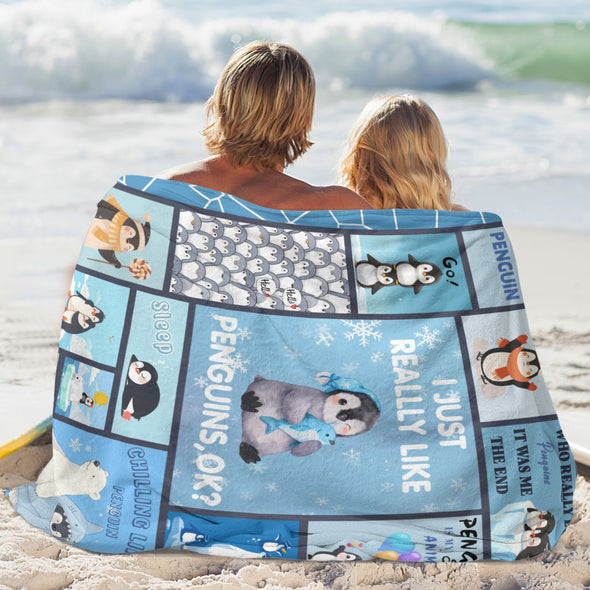 Penguin Blanket Fleece Throw Blanket Super Soft Warm Gifts for Baby Girls Boys Kids Mom Grandma Room Decor