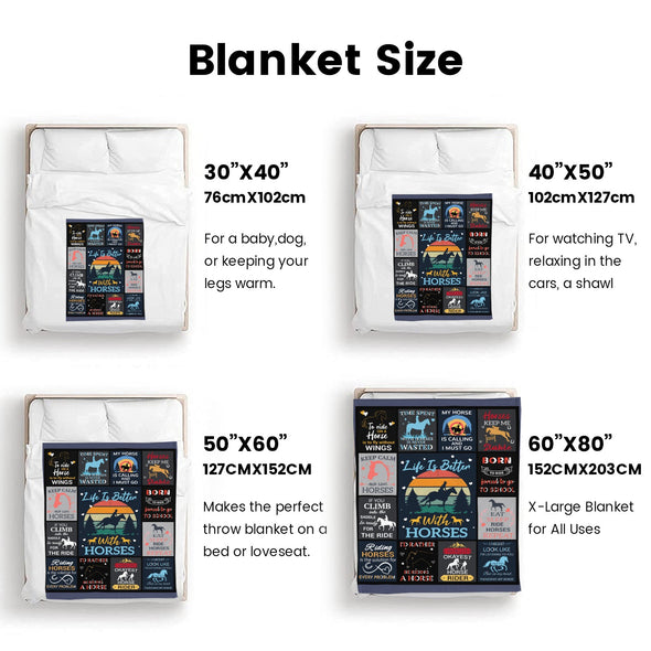 Horse Blanket Gift for Women Girl Who Loves Horses for Sofa Couch Bed Room Birthday Decor Bed Travel