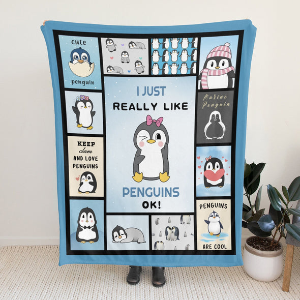 Penguin Blanket Fleece Throw Blanket Super Soft Warm Gifts for Baby Girls Boys Kids Mom Grandma Room Decor