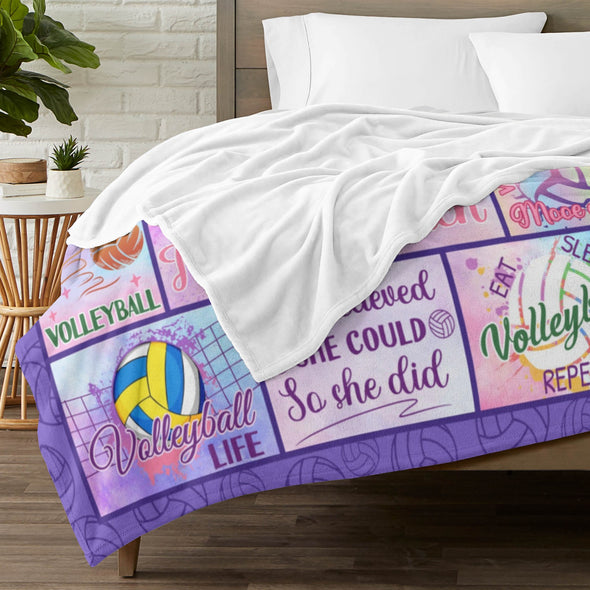Volleyball Pattern Blanket Fleece Throw Blanket Super Soft Warm Gifts for Baby Girls Boys Kids Mom Grandma Room Decor