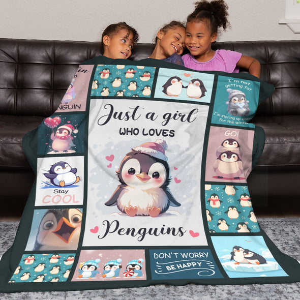 Penguin Blanket Fleece Throw Blanket Super Soft Warm Gifts for Baby Girls Boys Kids Mom Grandma Room Decor