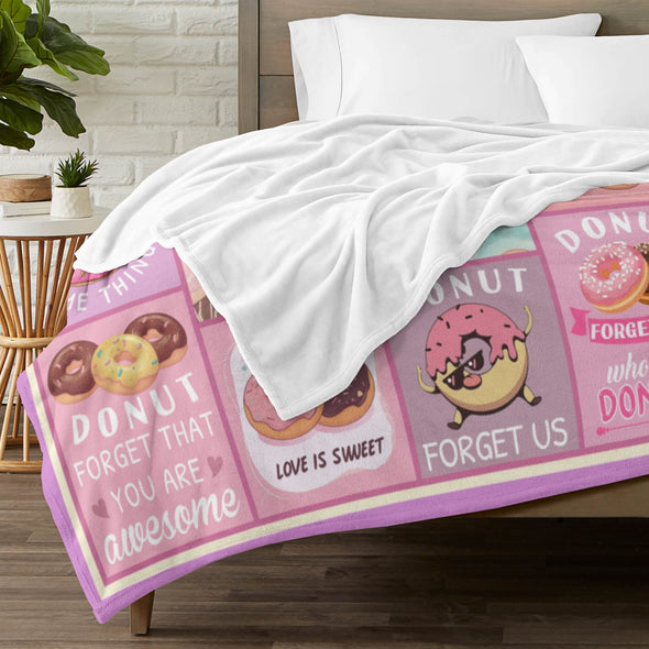 Donut Pattern Blanket Fleece Throw Blanket Super Soft Warm Gifts for Baby Girls Boys Kids Mom Grandma Room Decor
