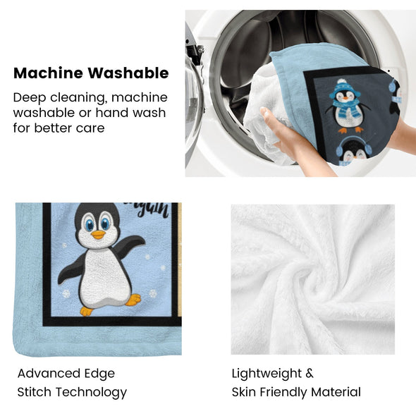 Penguin Blanket Fleece Throw Blanket Super Soft Warm Gifts for Baby Girls Boys Kids Mom Grandma Room Decor
