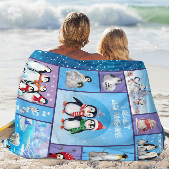 Penguin Blanket Fleece Throw Blanket Super Soft Warm Gifts for Baby Girls Boys Kids Mom Grandma Room Decor