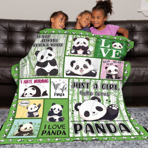 Panda Pattern Blanket Fleece Throw Blanket Super Soft Warm Gifts for Baby Girls Boys Kids Mom Grandma Room Decor