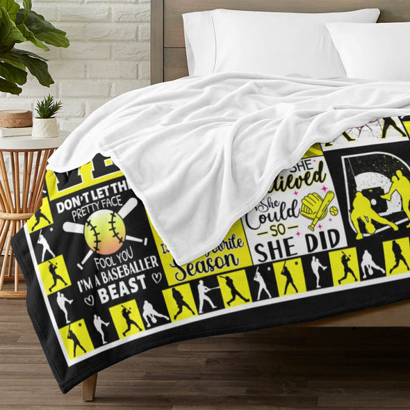 Baseball Pattern Blanket Fleece Throw Blanket Super Soft Warm Gifts for Baby Girls Boys Kids Mom Grandma Room Decor