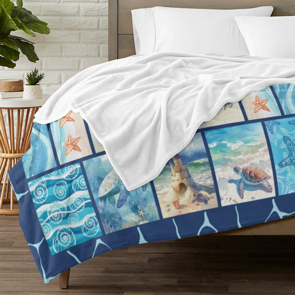 Turtle Pattern Blanket Fleece Throw Blanket Super Soft Warm Gifts for Baby Girls Boys Kids Mom Grandma Room Decor