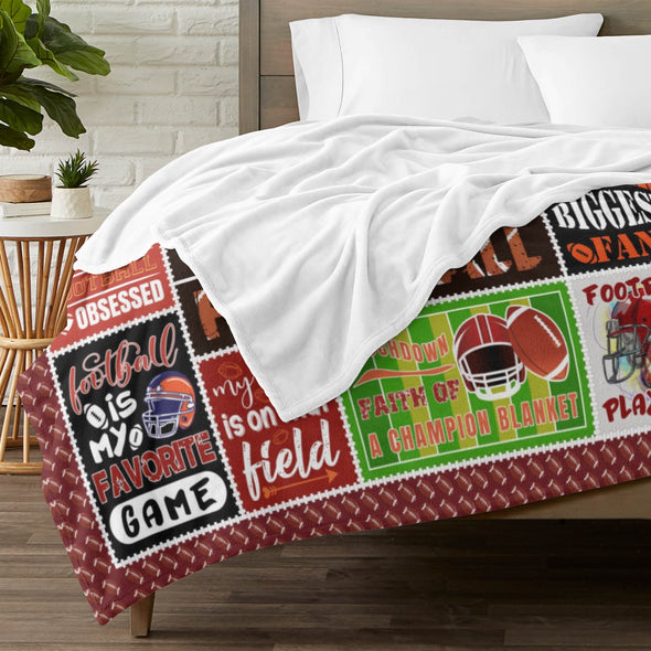 Football Pattern Blanket Fleece Throw Blanket Super Soft Warm Gifts for Baby Girls Boys Kids Mom Grandma Room Decor