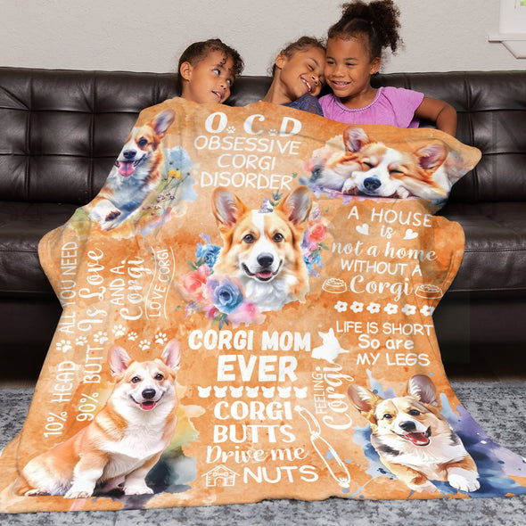 Corgi Blanket Fleece Throw Blanket Super Soft Warm Gifts for Baby Girls Boys Kids Mom Grandma Room Decor