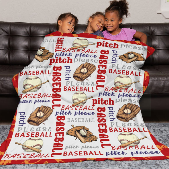 Baseball Pattern Blanket Fleece Throw Blanket Super Soft Warm Gifts for Baby Girls Boys Kids Mom Grandma Room Decor