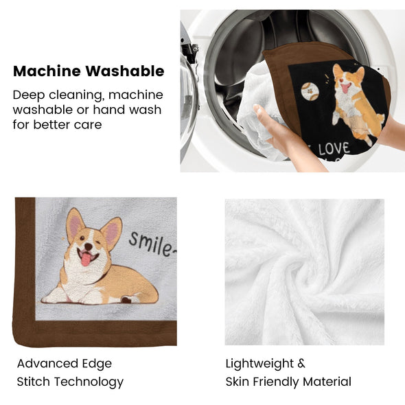 Corgi Blanket Fleece Throw Blanket Super Soft Warm Gifts for Baby Girls Boys Kids Mom Grandma Room Decor