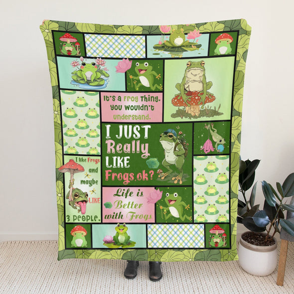 Frog Pattern Blanket Fleece Throw Blanket Super Soft Warm Gifts for Baby Girls Boys Kids Mom Grandma Room Decor