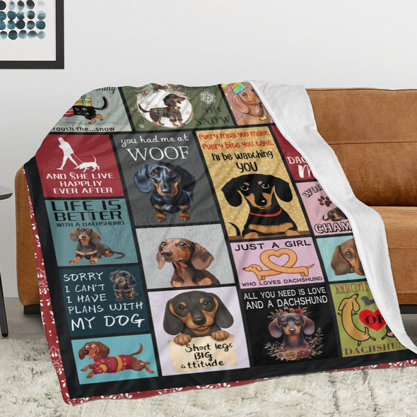 Dachshund Pattern Blanket Fleece Throw Blanket Super Soft Warm Gifts for Baby Girls Boys Kids Mom Grandma Room Decor