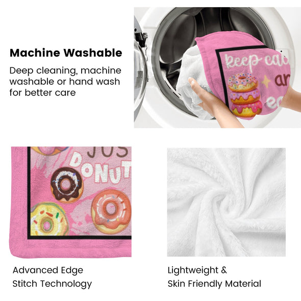 Donut Pattern Blanket Fleece Throw Blanket Super Soft Warm Gifts for Baby Girls Boys Kids Mom Grandma Room Decor