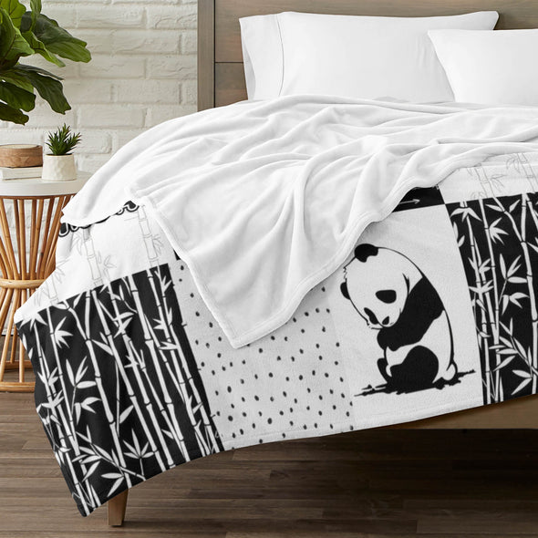 Panda Pattern Blanket Fleece Throw Blanket Super Soft Warm Gifts for Baby Girls Boys Kids Mom Grandma Room Decor