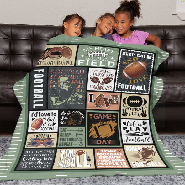 Football Pattern Blanket Fleece Throw Blanket Super Soft Warm Gifts for Baby Girls Boys Kids Mom Grandma Room Decor