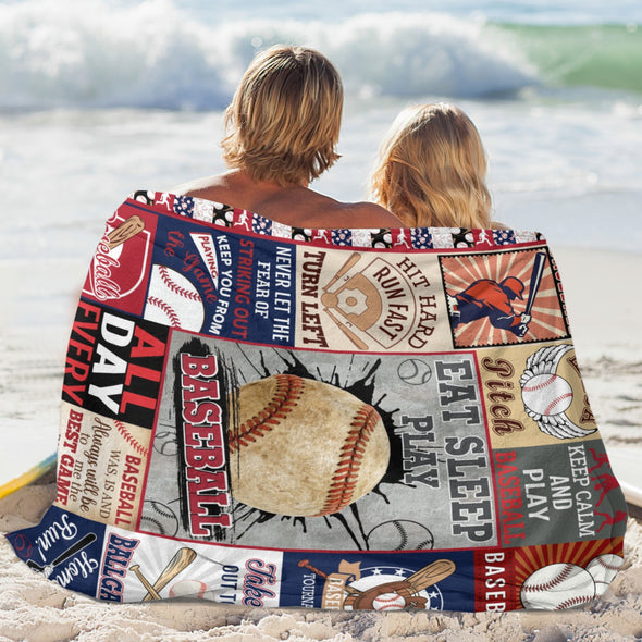 Baseball Pattern Blanket Fleece Throw Blanket Super Soft Warm Gifts for Baby Girls Boys Kids Mom Grandma Room Decor
