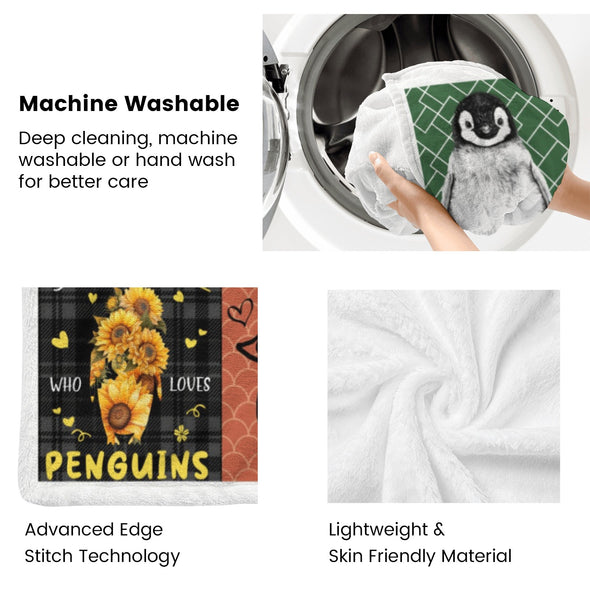 Penguin Blanket Fleece Throw Blanket Super Soft Warm Gifts for Baby Girls Boys Kids Mom Grandma Room Decor